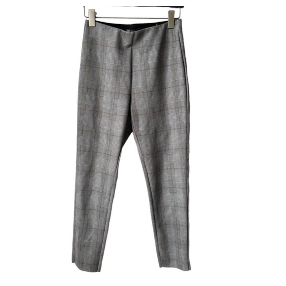 Zara Plaid houndstooth grey Womens pull on leggings size medium - Picture 3 of 7